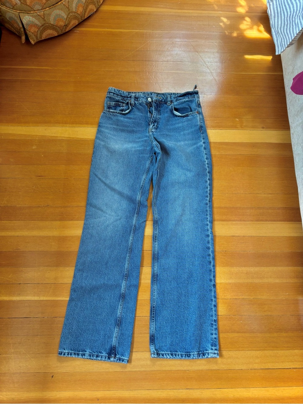Zara Women's Blue Straight-Leg Jeans